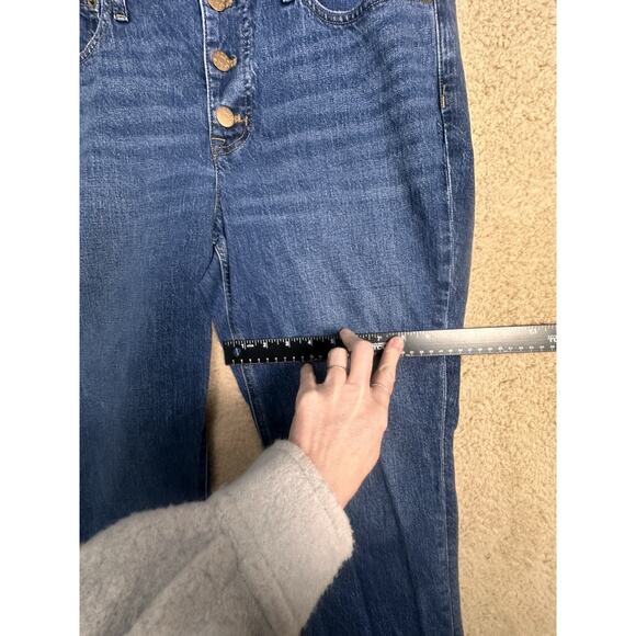 J Crew Mid Rise Flare Crop Jeans Dark Wash ButtonFly Women Sz 30 Preppy Wide Leg - Picture 8 of 13